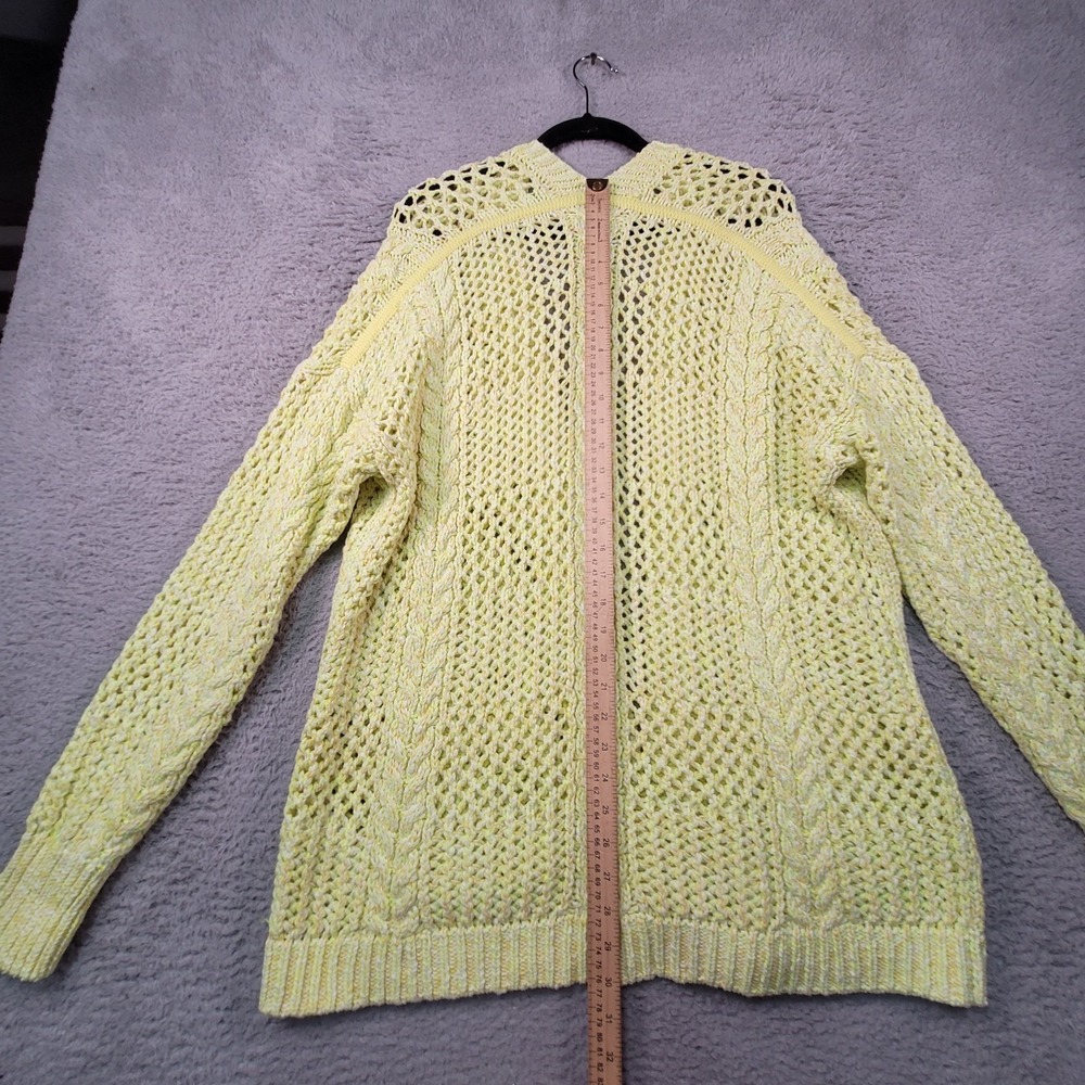 Anthropologie Serenity Cardigan Womens M/L Chartreuse Yellow Open Knit Spring - Picture 12 of 16